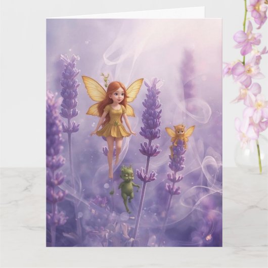 Carte Whimsy Among the Purple Blooms (Orchidée)