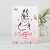 Carte Whimsy Pink Butterflies & Bunny Valentine's Day (Debout devant)