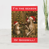 Carte Whippet and Squirrel Christmas greetings card (Devant)