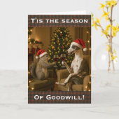 Carte Whippet and Squirrel Christmas greetings card (Fleur jaune)