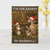 Carte Whippet and Squirrel Christmas greetings card (Fleur jaune)