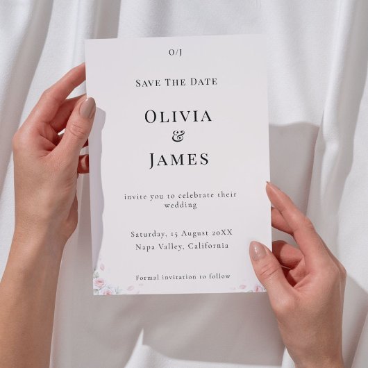 Carte Whispered Petals Elegant Minimalist Save the Date 