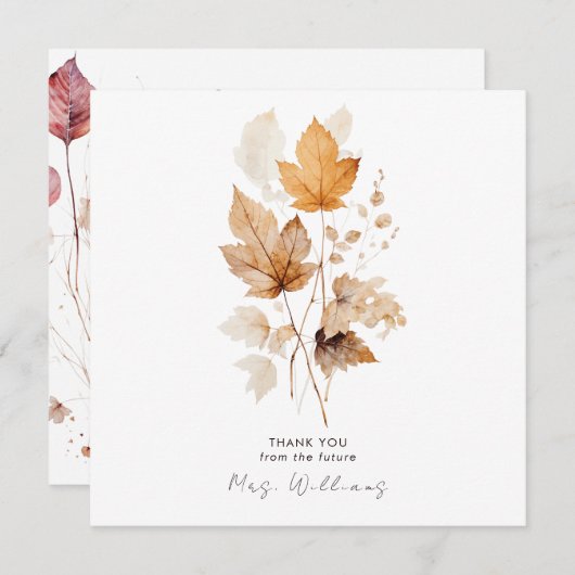 Carte Whispers of Fall Fête des mariées Merci Carré (Devant / Derrière)