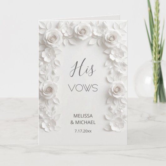 Carte White 3D Roses Wedding Vow Card (Devant)