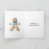 Carte White Blue Gingerbread Man Cookie Christmas (Intérieur)