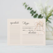 Carte White Bow Floral Bridal Shower Recipe Card (Debout devant)