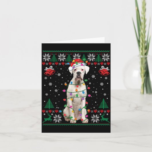 Carte White Boxer Dog Ugly Christmas Sweater Funny Xmas (Devant)