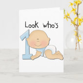 Carte White Boy 1st Birthday Tshirts et cadeaux (Fleur jaune)