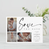 Carte White Chic Trendy Collage Mariage Covid19 3 Photos (Debout devant)