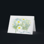 Carte White Daisies 70th Birthday Card<br><div class="desc">Gros plan de marguerites blanches dans la prairie de campagne avec cadre aquarelle pour 70e anniversaire.</div>