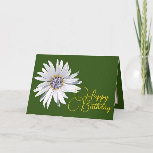 Carte White Daisy Green Arrière - plan Anniversaire (Devant)