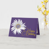 Carte White Daisy Purple Arrière - plan Anniversaire (Fleur jaune)