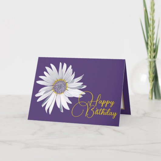 Carte White Daisy Purple Arrière - plan Anniversaire (Devant)