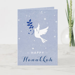 Carte White Dove Happy Hanoukka Sparkles & Snowflakes