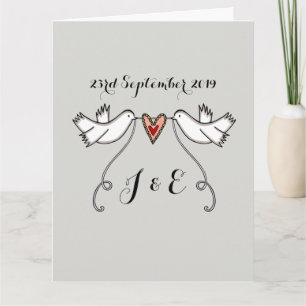 Carte White Doves Love Heart Mariage Salutations