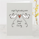Carte White Doves Love Heart Mariage Salutations (Fleur jaune)