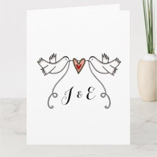 Carte White Doves Love Heart Mariage Salutations