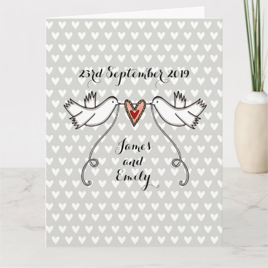 Carte White Doves Love Heart Mariage Salutations (Devant)