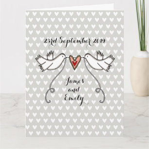 Carte White Doves Love Heart Mariage Salutations