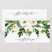 Carte White Floral Elegant Business Certificat Cadeau (Devant / Derrière)