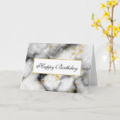 Carte White Gray Marble with Gold Ribbon (Fleur jaune)