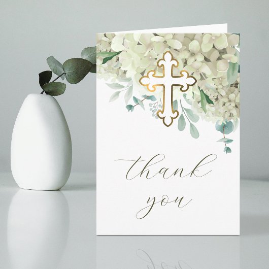 Carte White Hydrangea Holy Cross Religious Thank You