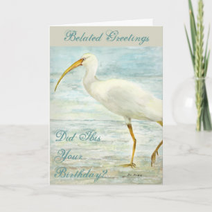 Carte White Ibis on the Shore Beach Watercolor Painting