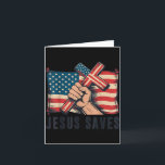 Carte White Jesus Saves American Flag Christian Patrioti<br><div class="desc">White Jesus Saves American Flag Christian Patriotic Cross</div>