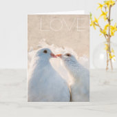 Carte White Kissing Doves - Love personnalisable (Fleur jaune)