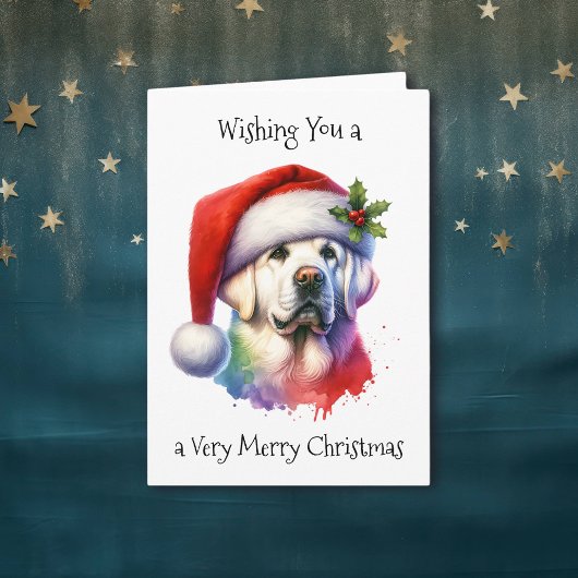 Carte White Lab à Santa Hat Christmas