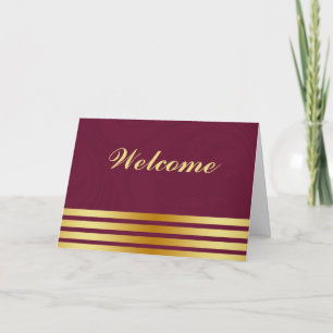 Carte White Minimal avec Gold Stripes Bienvenue