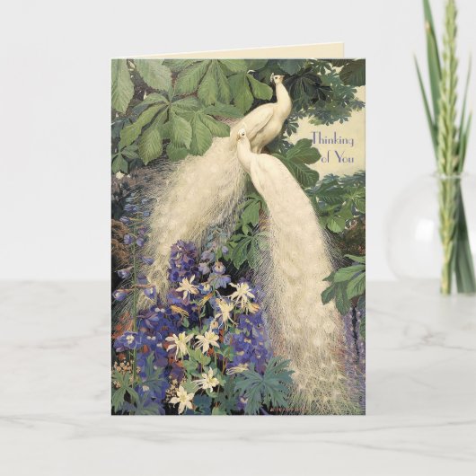 Carte White Peacocks and Flowers (Devant)