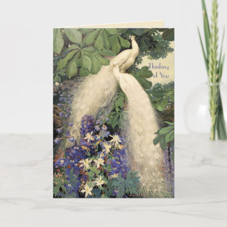 Carte White Peacocks and Flowers