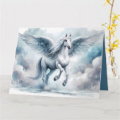 Carte White Pegasus Wings Soft Blue Sky Dreamscape (Fleur jaune)