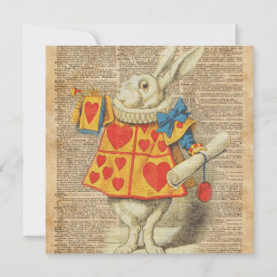 Carte White Rabbit Alice au pays des merveilles Vintage
