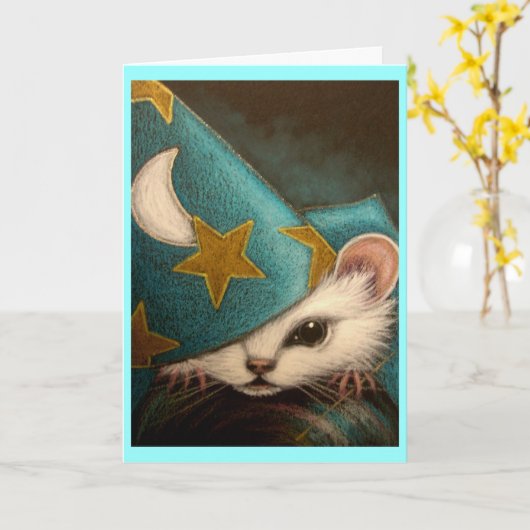 CARTE WHITE RAT/MICE/MOUSE WIZARD (Fleur jaune)