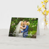 Carte White Script Love and Thanks Mariage Photo Pold (Fleur jaune)
