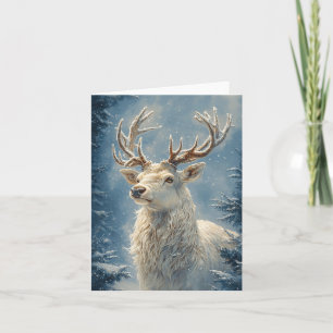 Carte White Stag Portrait Mysar Winter Art