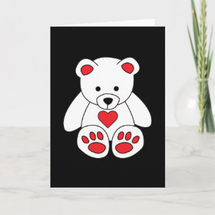 Carte White Teddy Bear Coeur Saint Valentin Je t'aime