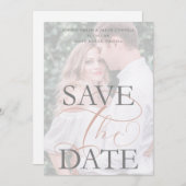 Carte White Trendy Transparency Effect Photo Wedding (Devant / Derrière)