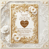 Carte White Tulips Gold Ornate Baroque Save The Date 