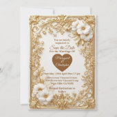 Carte White Tulips Gold Ornate Baroque Save The Date  (Devant)