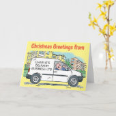 Carte White Van Business avec nom commercial sur la Van (Fleur jaune)