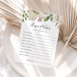 Carte White Winter Peony Baby shower Hopes & Wings