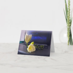 Carte White yellow freesia