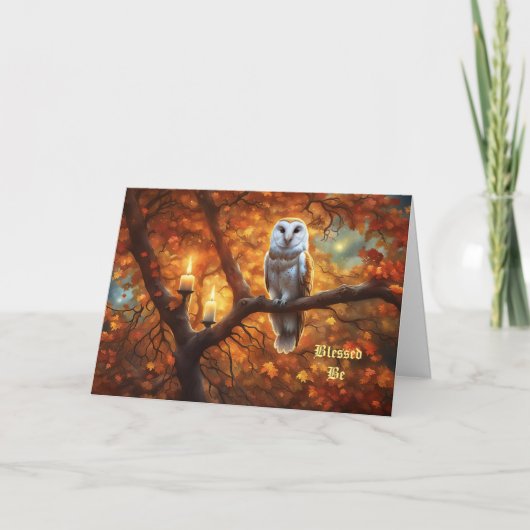 Carte Wicca Pagan Joyeux Chouette d'anniversaire bougies (Devant)