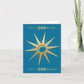 Carte Wicca Turquoise Or Soleil Lune – Céleste Mys (Devant)