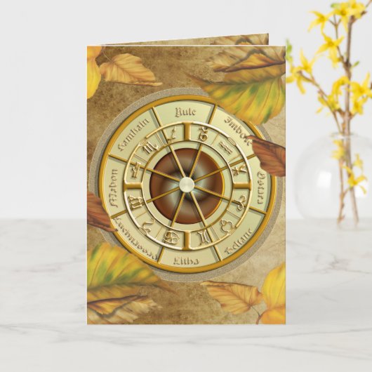 Carte Wiccan Wheel of the Year Greetings (Fleur jaune)