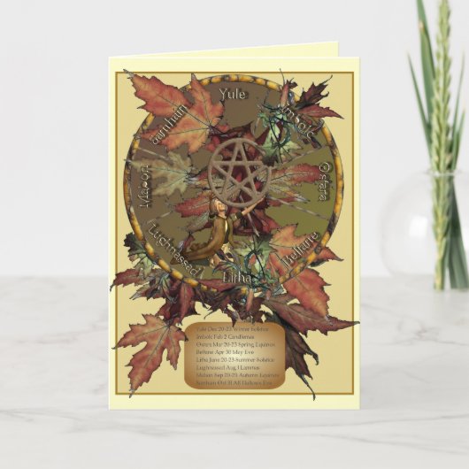 Carte Wiccan Wheel With Pentacle Greetings ou Note Cards (Devant)