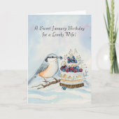 Carte Wife Happy January Birthday Nuthatch  (Devant)